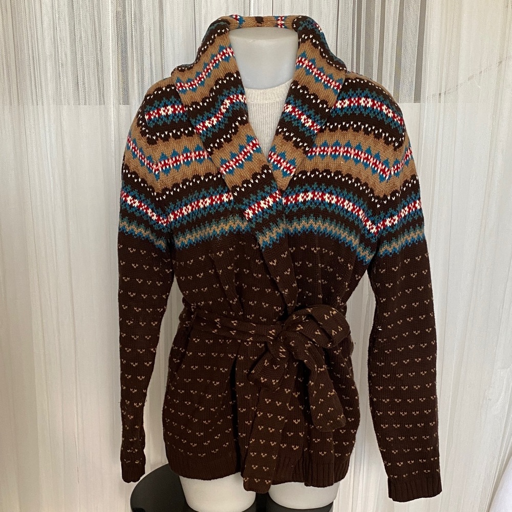 Vintage 80’s Chaps by Ralph Lauren Western  Brown Patterned Open Front Women's